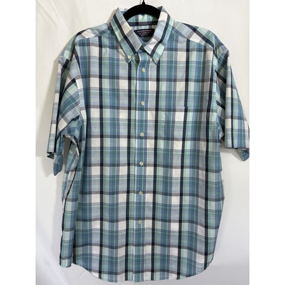 Rountree‎ & Yorke Shirt Size L Short Sleeve Button Up Easy Care